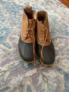L.L. Bean Brown Leather and Black Rubber Duck Boots
